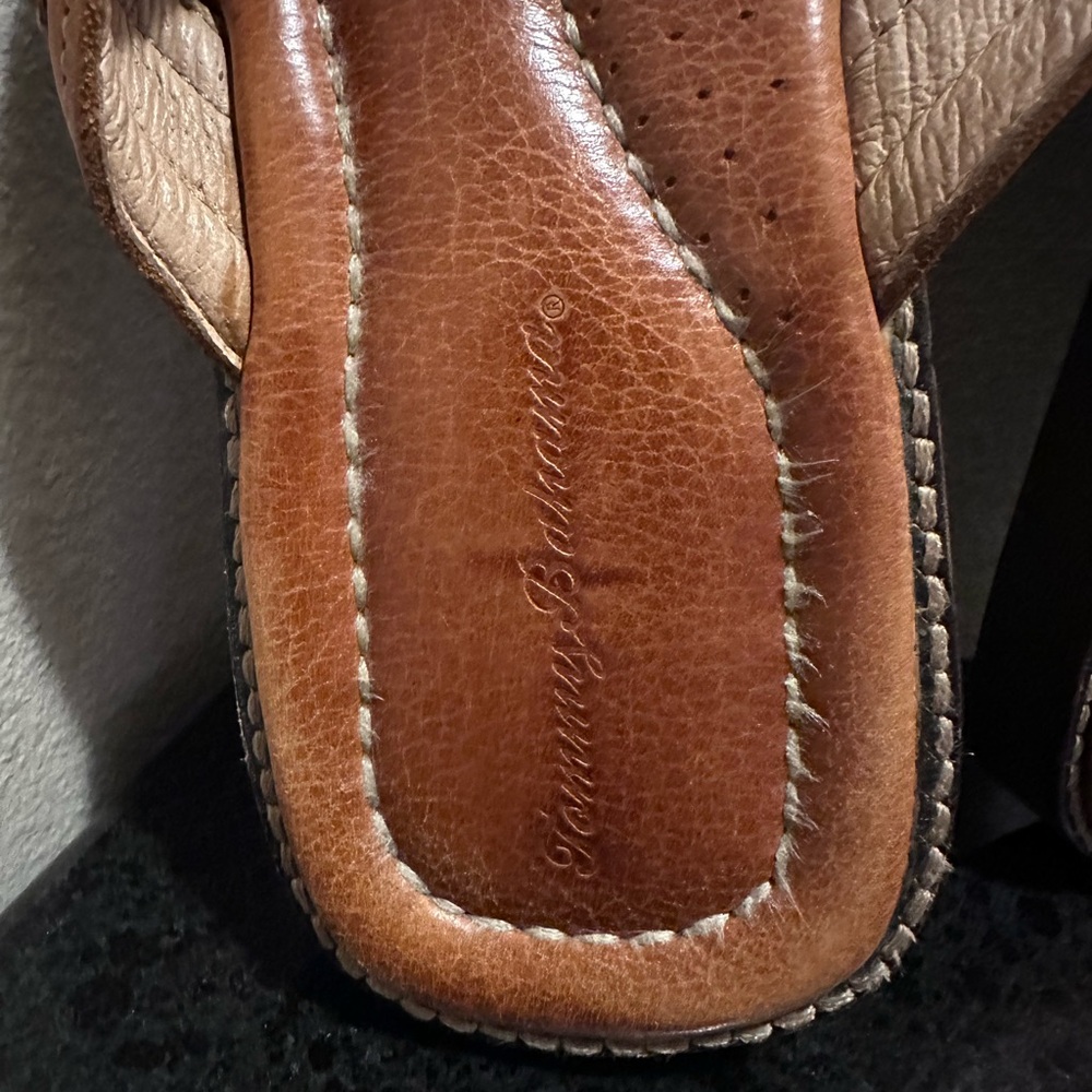 Tommy Bahama Anchors Away Leather Flip Flops Mens Size 12 - Picture 3 of 4